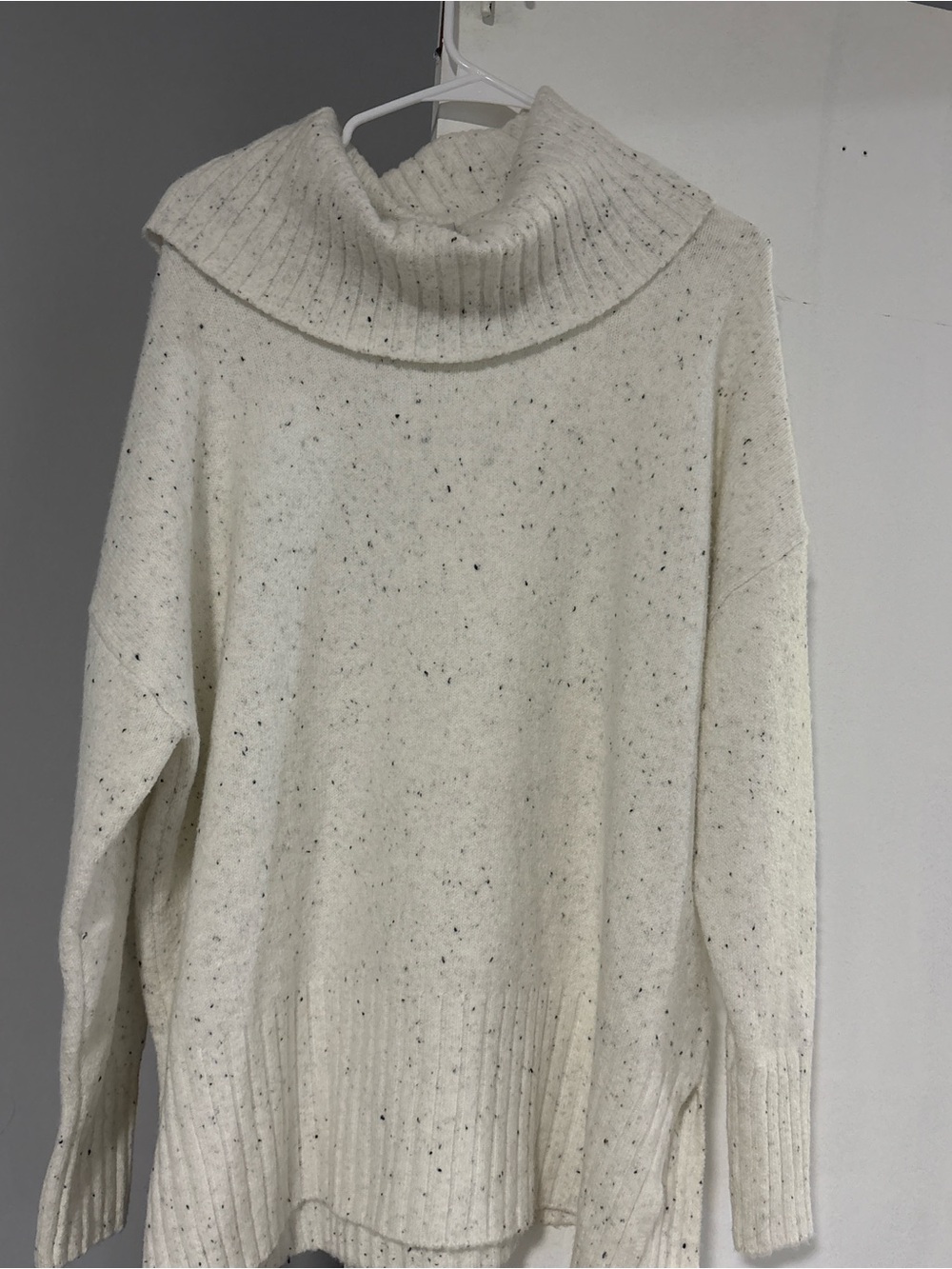 Cream Speckled Turtleneck Sweater